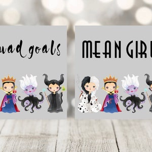 Girl Villain Stickers, Villain Party Supplies, Villain Gift Bag Stickers