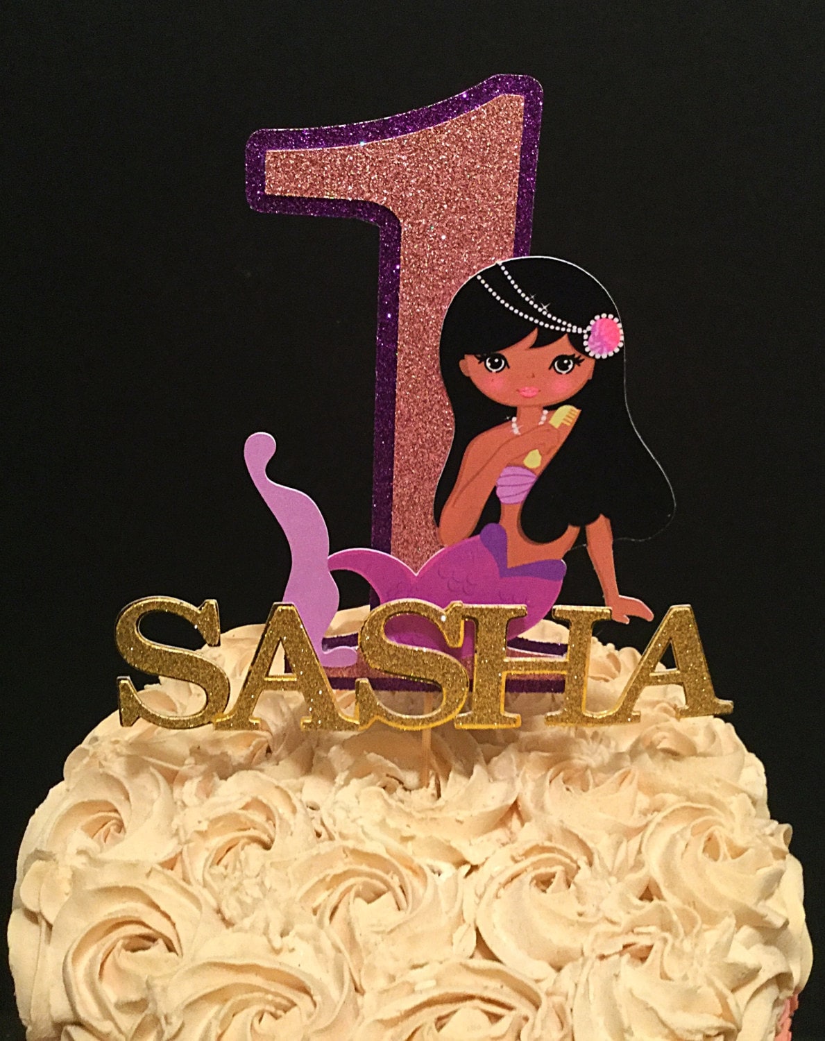 African American Mermaid Cake Topper Etsy