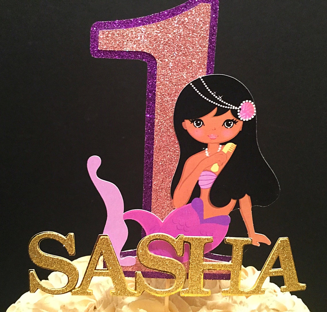 African American Mermaid Cake Topper Etsy