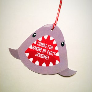 Shark Party Favor Tags, Shark Gift Bag Tags, Shark Loot Bag Tags, Shark Party Thank You Tags