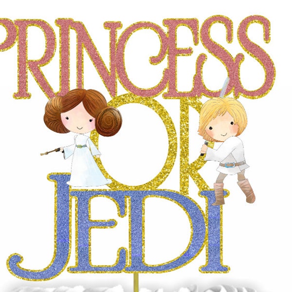Princess or Jedi Gender Reveal Cake Topper, Luke or Leia gender reveal, Star Wars gender reveal cake topper, Star Wars gender reveal decor