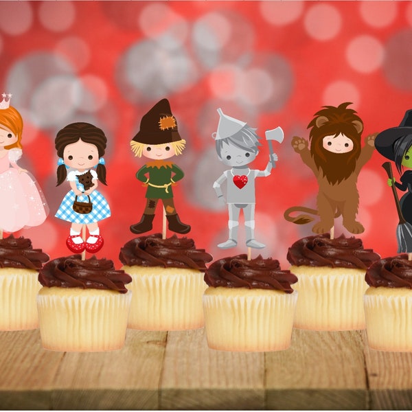 Wizard of Oz Inspired Cupcake Toppers, Wizard of Oz Party Supplies