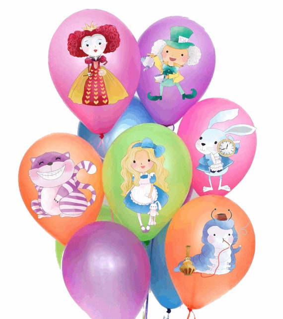 Alice In Wonderland Inspired Balloon Stickers, Alice In Wonderland Party  Supplies