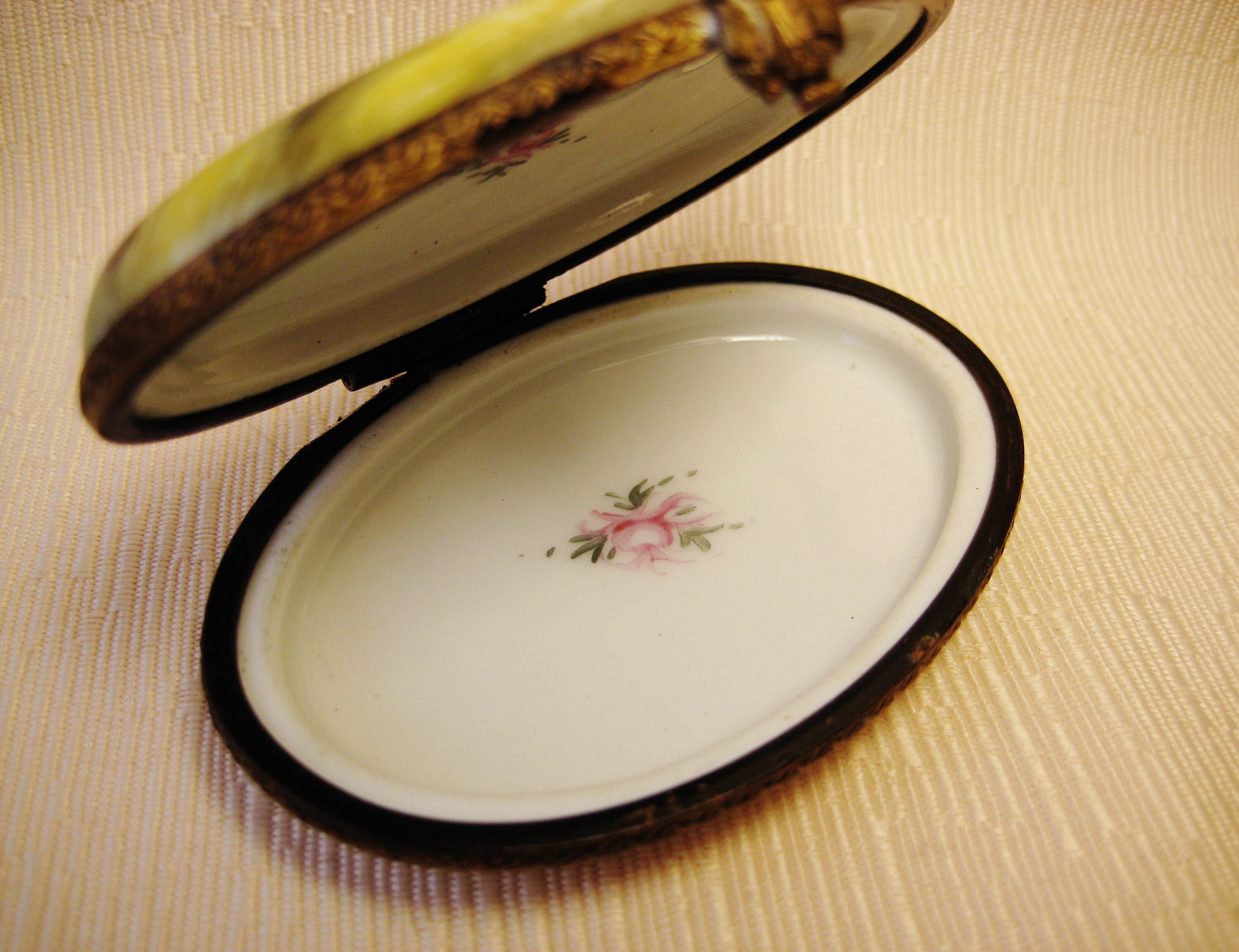 Limoges Porcelain Box in Miniature. Hand Painted. Medium Oval. Still Life With Books and Pen Etsy
