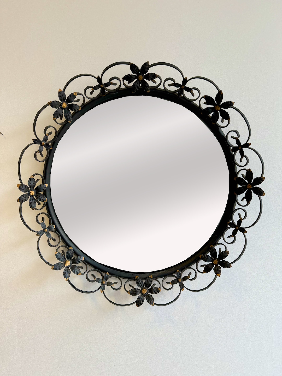 Vintage Round Convex Mirror - Etsy