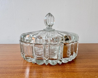 Vintage Glass Trinket Bowl with Lid
