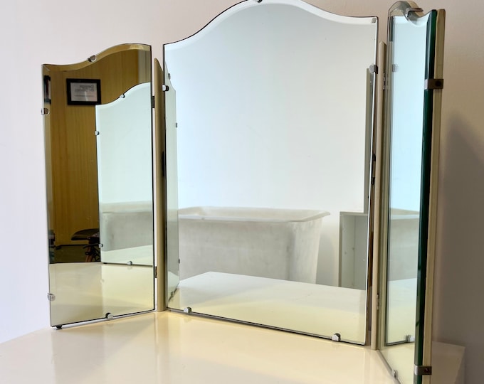 Vintage Tri Fold Triptych Vanity Mirror Etsy