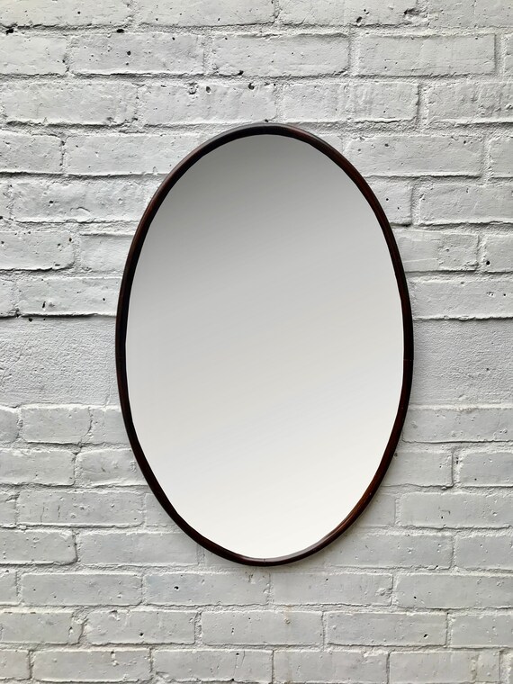 Vintage Oval Mirror Wooden Frame 764 Image 0