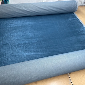 Tecido de veludo azul vintage para estofamento por metro