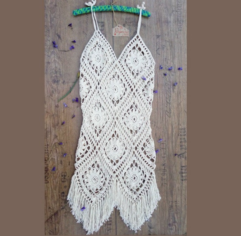 Summer Dress swimsuit cover up Fringe Dress Crochet Boho Dress Boho Crochet Maxi Bikini cover ups Beach Dress Crochet Festival Dress
