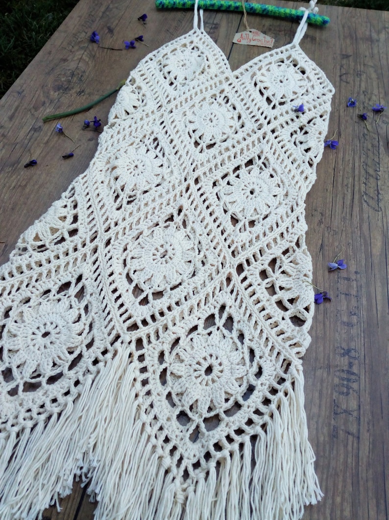 Summer Dress swimsuit cover up Fringe Dress Crochet Boho Dress Boho Crochet Maxi Bikini cover ups Beach Dress Crochet Festival Dress