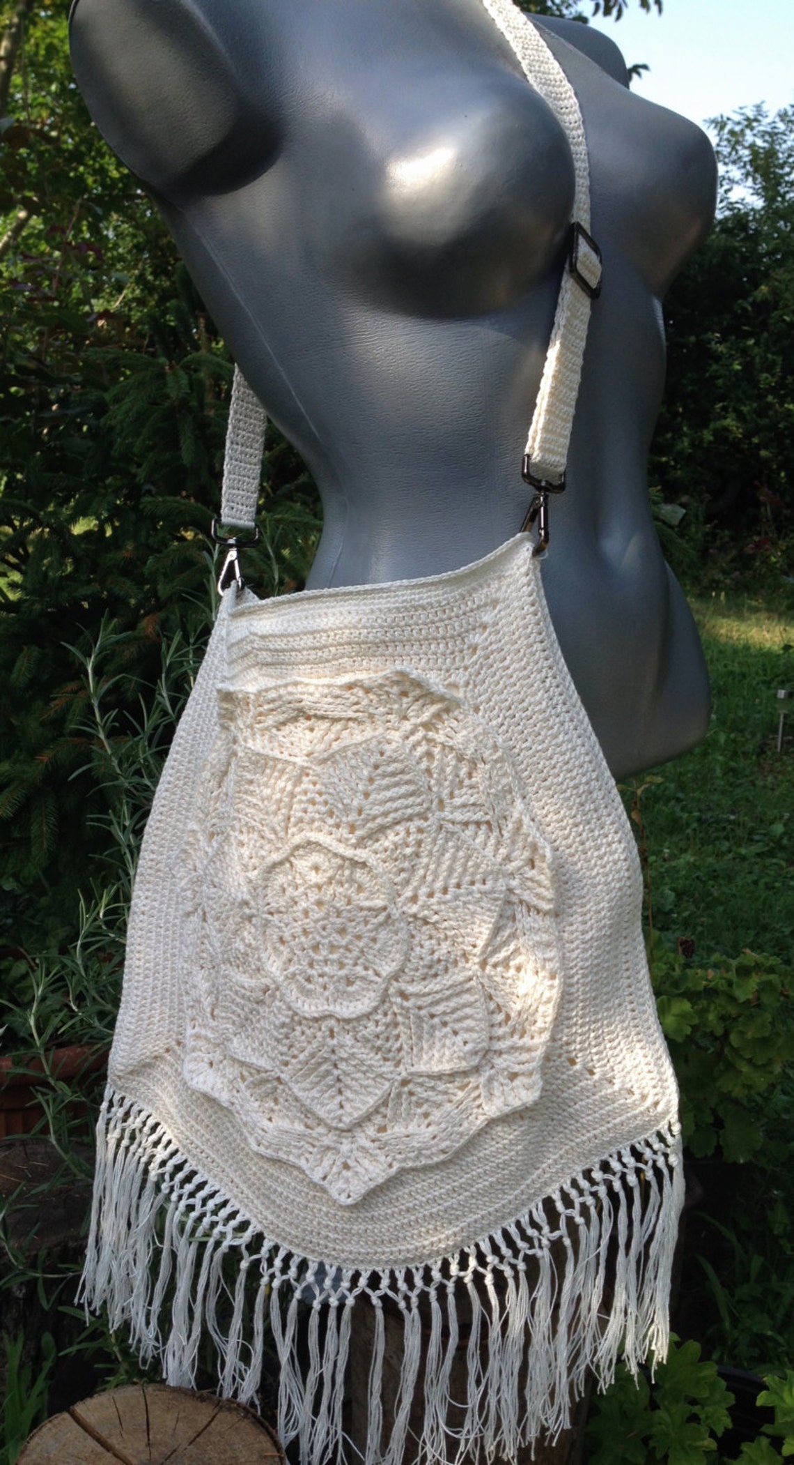 Crochet Cross body bag Large Shoulder bag hippie bag Boho Etsy