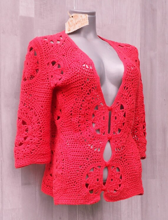 red summer cardigan