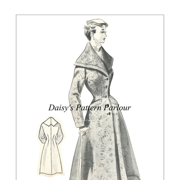 Vintage Sewing Pattern Coat Jacket Swing Daisys Pattern Parlour Plus Any Size 1950 1940 Haslam