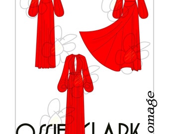 6638 Vintage Sewing Pattern Ossie Clark Pleated Plunge Cuddly Dress 1960s 1970s Plus Sizes 8 to 22 Wrap Bishop Sleeve Backless