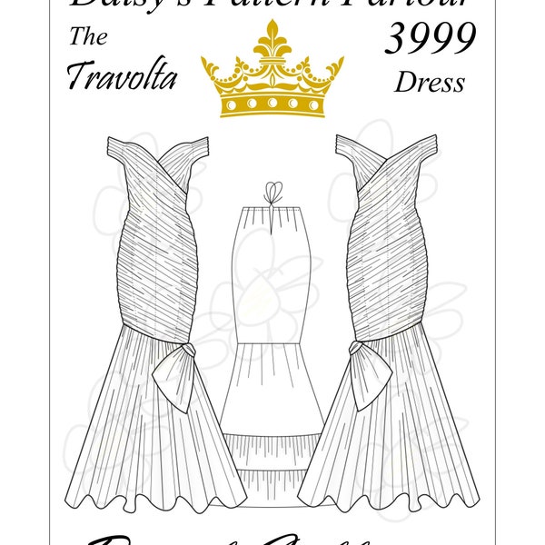 Sewing Pattern Princess Diana Travolta Dress Mermaid Evening Gown Retro Style Plus Sizes 8 to 30