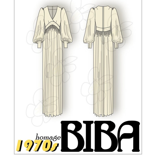 6637 Vintage Sewing Pattern Biba Empire Dress 1960s 1970s Ossie Cadburys Plus