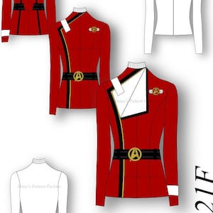 6621f Female Shape PDF Star Trek Sewing Pattern TOS Captain Tunic Uniform TWOK Wrath of Khan Cosplay Comic Con All sizes 8 - 30 included