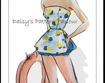 Patrón de costura de talla grande Traje de baño vintage Traje de baño de playa Traje de baño 1950 Descarga instantánea en PDF Daisys Pattern Parlour Cualquier tamaño Años 50