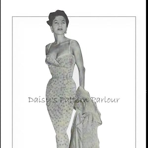 Plus Size Sewing Pattern Vintage Dress Cocktail Wiggle Sheath 1950 Instant Download PDF Daisys Pattern Parlour VTG Any Size 1950s