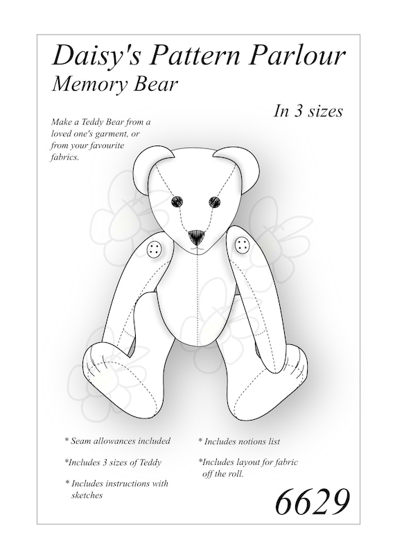 6629 Memory Bear Sewing Pattern Teddy Keepsake Jointed Soft Toy 