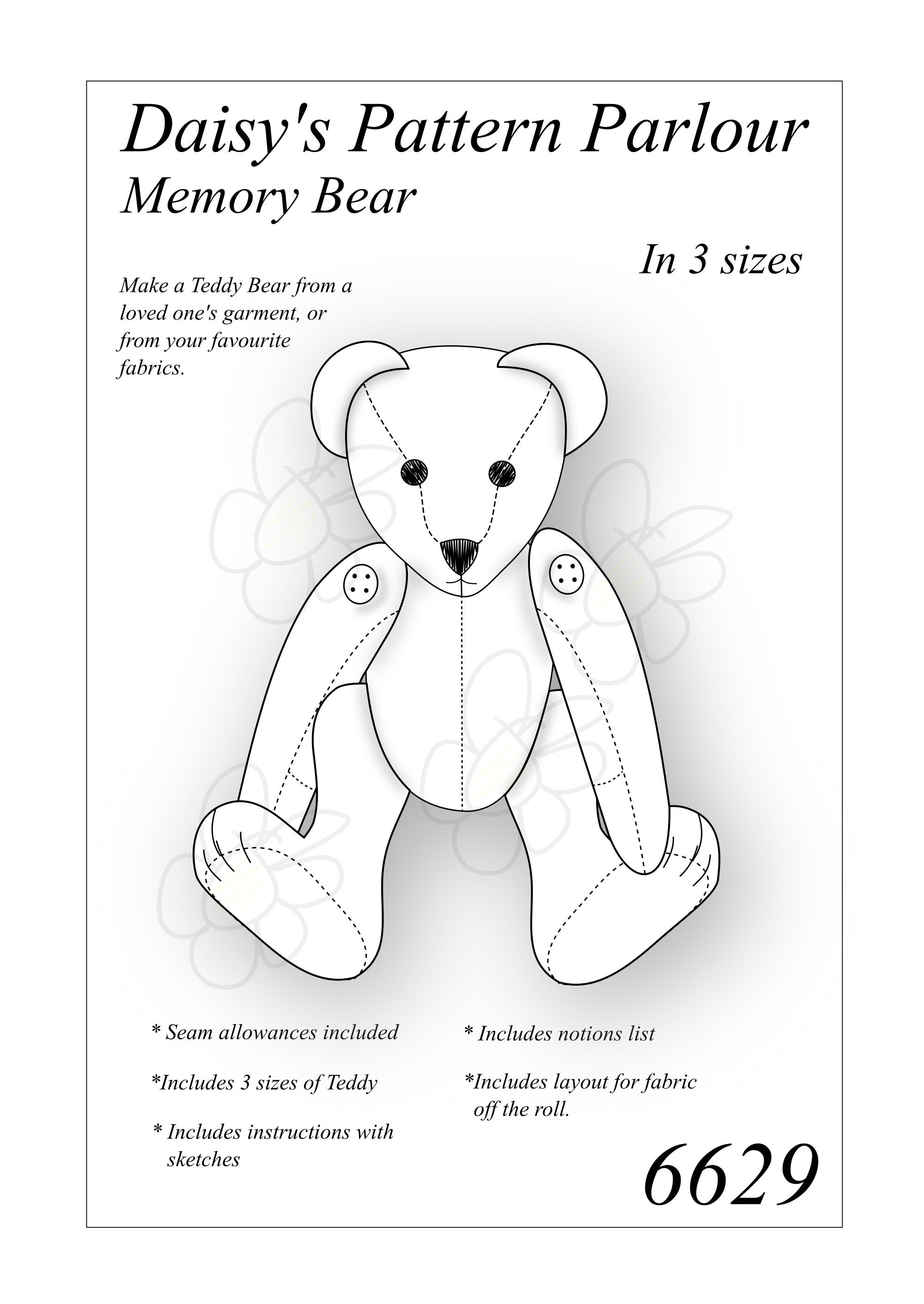 Template Free Printable Memory Teddy Bear Pattern - Printable