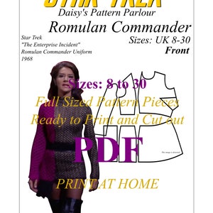 0203 PDF Star Trek Sewing Pattern TOS Romulan Commander Uniform Cosplay Comic Con Fancy Enterprise Incident All sizes 8 to 30 included PDFs