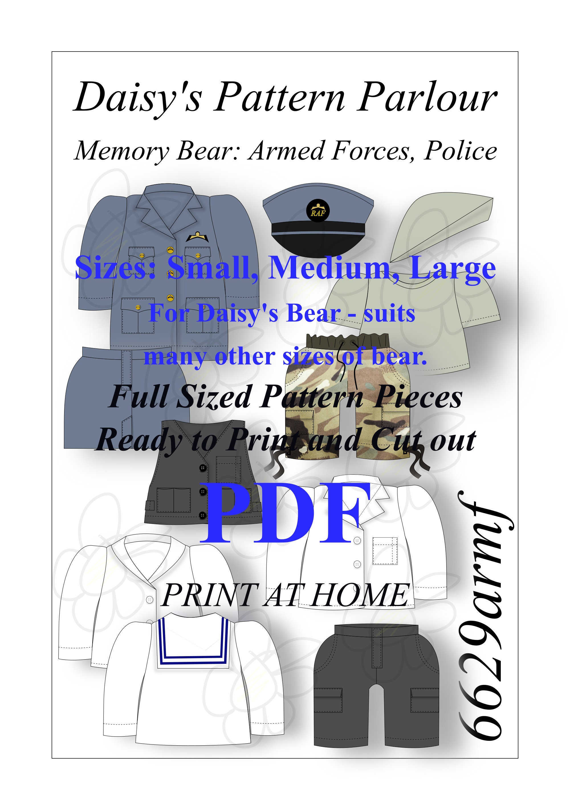 Police Bear Pattern 6629 Memory Bear Uniform PDF Sewing Pattern Police Army Armed Forces ...