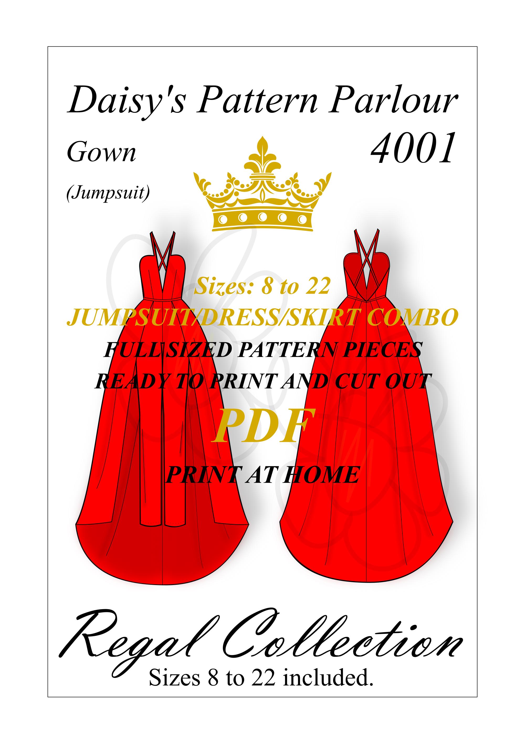 4001 Duchess Sussex Meghan Markle Evening Gown PDF Sewing Pattern Sizes 8 to 22 Regal Celebrity Royal Salute to Freedom Gala