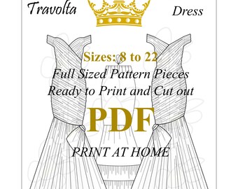 6627 Princess Diana & John Travolta Evening Gown PDF Sewing Pattern Sizes 8 to 22 Regal Celebrity Royal Kate