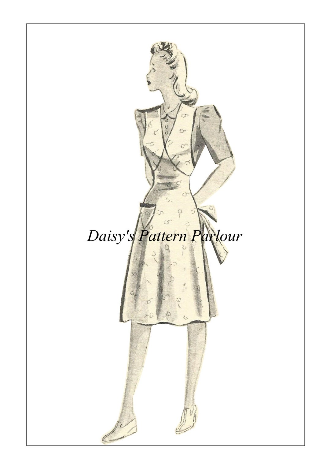 Vintage Sewing Pattern 1950s Apron Housecoat Pinnie Pinny Daisys