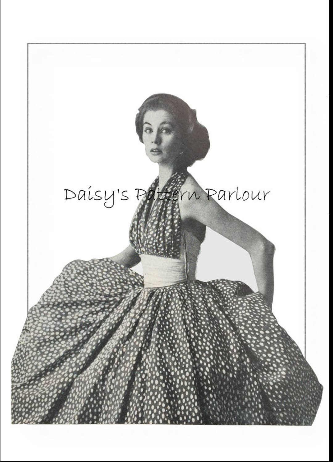 Plus Size Retro Pattern Plus Size Sewing Pattern Vintage Dress Full Skirt Halter 1950 PDF ...