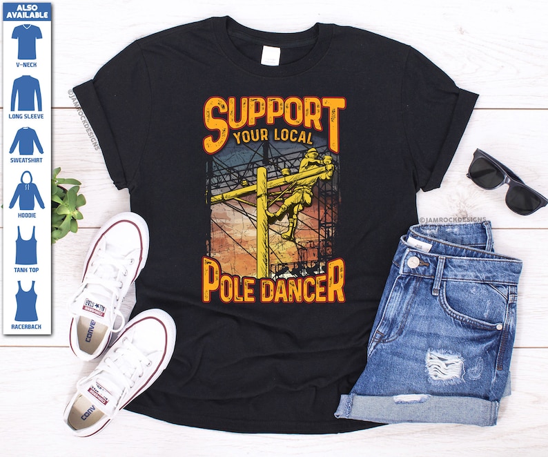 Support Your Local Pole Dancer Electrical Lineman Wife Funny Lineman Gift Lineworker Shirt Linesman Gift Powerline Technician Hoodie