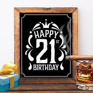 Happy 21st birthday 21st birthday decoration 21 st birthday 21 birthday card vintage birthday chalkboard birthday jack daniels cheers years