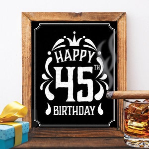 Happy 45th birthday decoration 45 th birthday 45 birthday card vintage birthday chalkboard birthday jack daniels cheers to 45 years