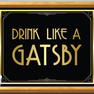 Roaring 20s party decorations, great gatsby party decorations, drink sign, art deco, 1920s party decorations, great gatsby decorations, bar