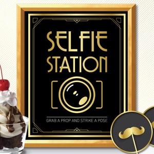 SELFIE STATION sign, art deco selfie station sign, Great Gatsby selfie station sign, gatsby selfie station sign, wedding selfie station sign