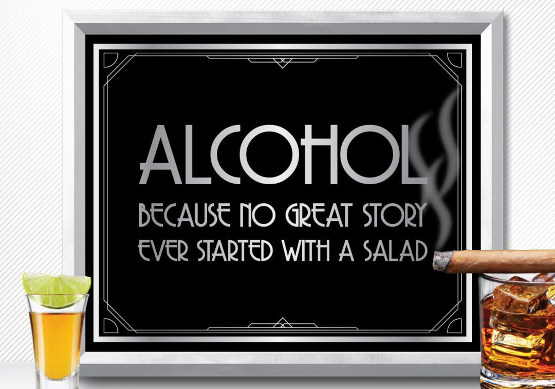 Alcohol Sign, Great Gatsby Decorations, Art Deco Poster, Great Gatsby Party Decorations