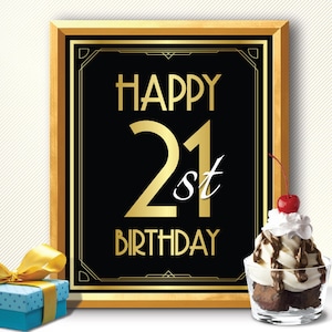 Happy 21st birthday, 21st birthday decoration, 21st birthday, 21st birthday card, great gatsby birthday, art deco birthday, happy birthday