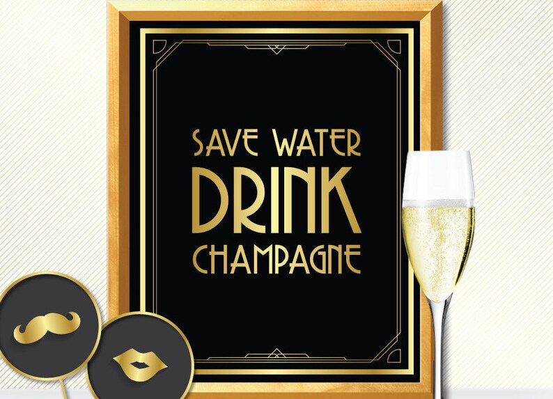 Save Water Drink Champagne Alcohol Sign Save Water Drink Etsy