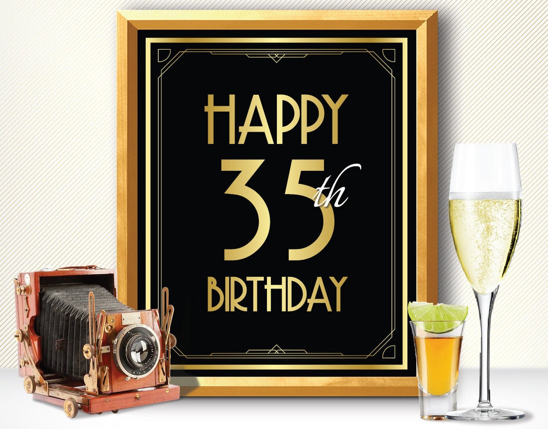 Happy 35th Birthday, 35th Birthday Decoration, 35th Birthday, 35th Birthday  Card, Great Gatsby Birthday, Art Deco Birthday, Happy Birthday