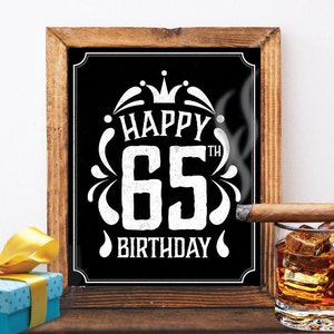 Happy 65th birthday decoration 65 th birthday 65 birthday card vintage birthday chalkboard birthday jack daniels cheers to 65 years