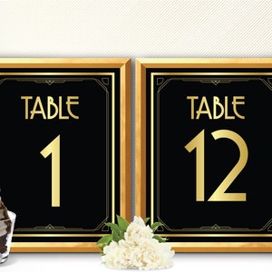 Art deco table numbers, great gatsby table numbers, wedding table numbers, table number cards, table numbers 1-12, art deco, great gatsby