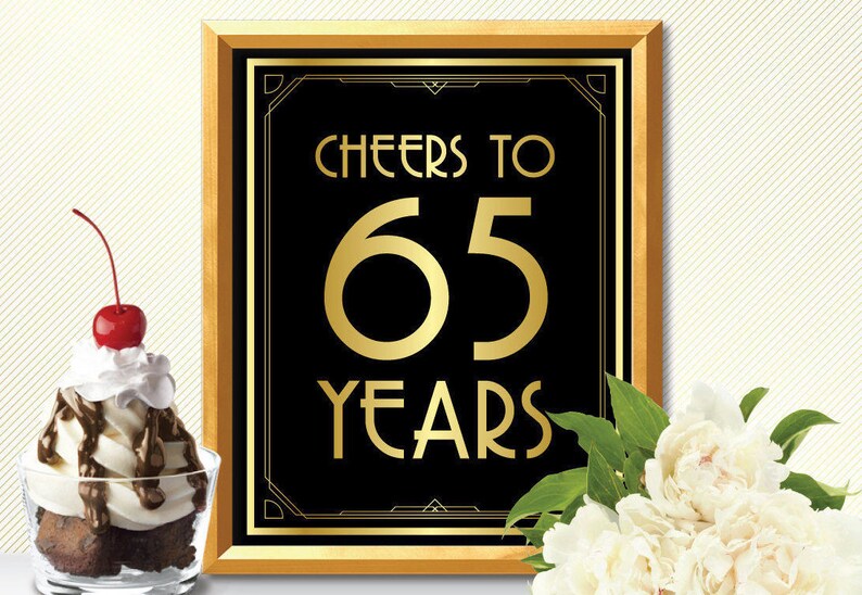 Cheers to 65 years happy 65th birthday cheers to 65 years sign | Etsy