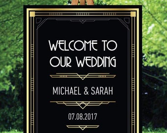 Great Gatsby wedding, art deco wedding great gatsby wedding invitation art deco wedding invitation wedding welcome sign welcome to our sign