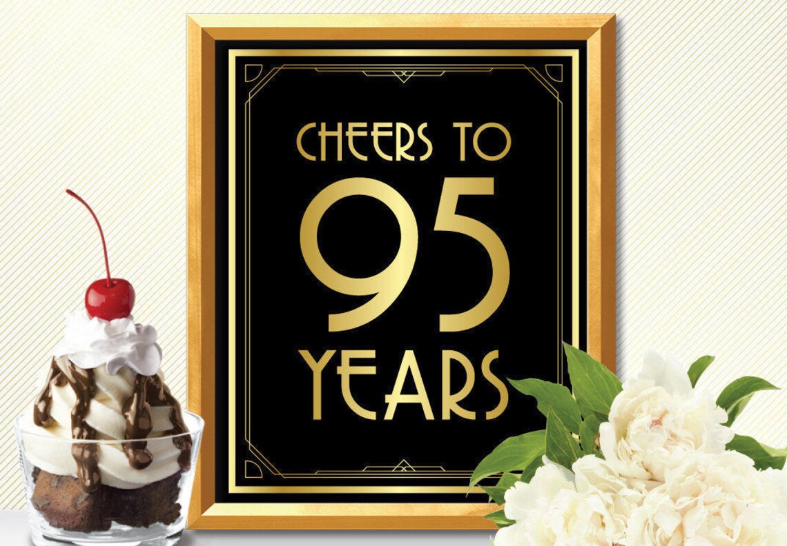 Cheers to 95 years happy 95th birthday cheers to 95 years sign - Etsy.de