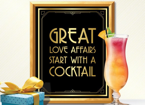 Great Gatsby Decorations, Art Deco, Great Gatsby, Party Decorations, Party  Supplies, Cocktail Poster, Drink Poster, Bar Sign, Bar Deco, 1920 