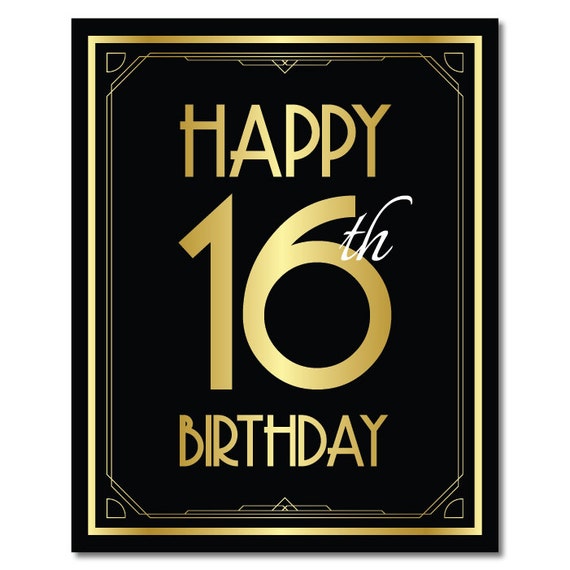 Happy 16TH Birthday Banner Mit Luftschlangen – Schwarz, Für Geburtstagsdeko