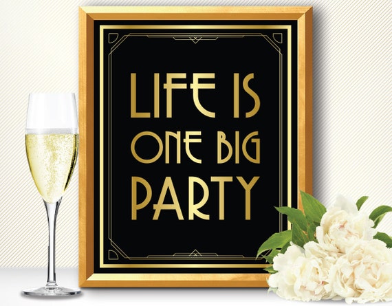 A little party never killed nobody, great gatsby, art deco, great gatsby  decorations, roaring 20s party decorations, birthday party sign bar