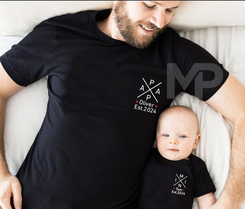 Men's T-Shirt Dad personalized with names of children year of birth gift for father Father's Day gift fathers day shirt fathers day 2024